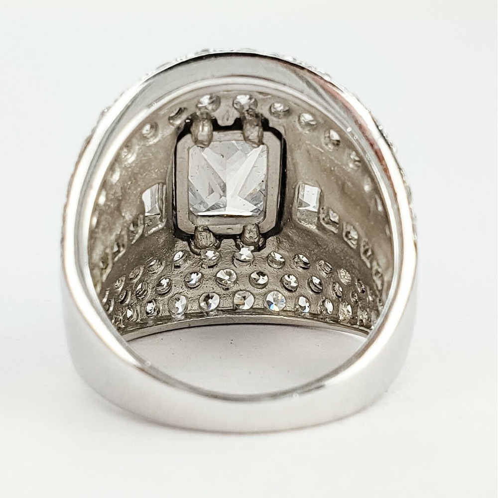 Ross‎ Simons Large Clear Cubic Zirconia CZ Cocktail Ring Black Enamel Size 7 - Picture 7 of 10